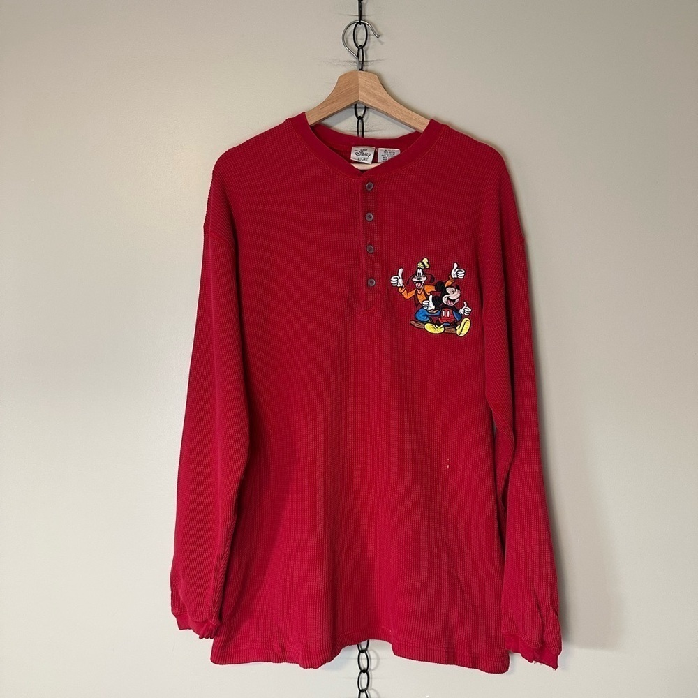 Vintage Disney Thermal Henley Long Sleeve Shirt Large